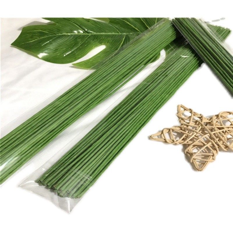 Alambre floral No. 18-28 Alambre de hierro envuelto en papel de 36CM, fondant, bricolaje, ramo tejido de flores permanentes hecho a mano, venas de hojas verdes