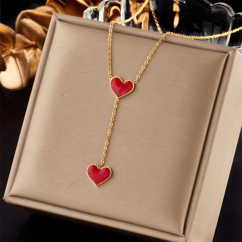Holiday, Daily Occasion Wholesale Jewelry Lady Heart Shape Eye Titanium Steel Plating Necklace