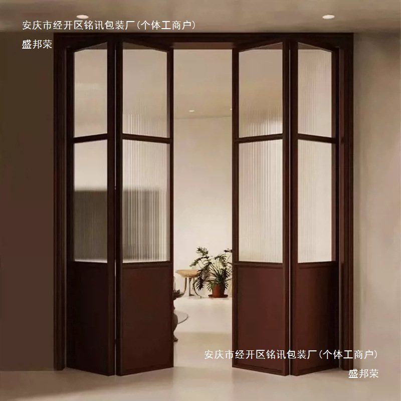双开卧室门风门浴室对开门法式折叠门隔断推拉门实木门奶油新款