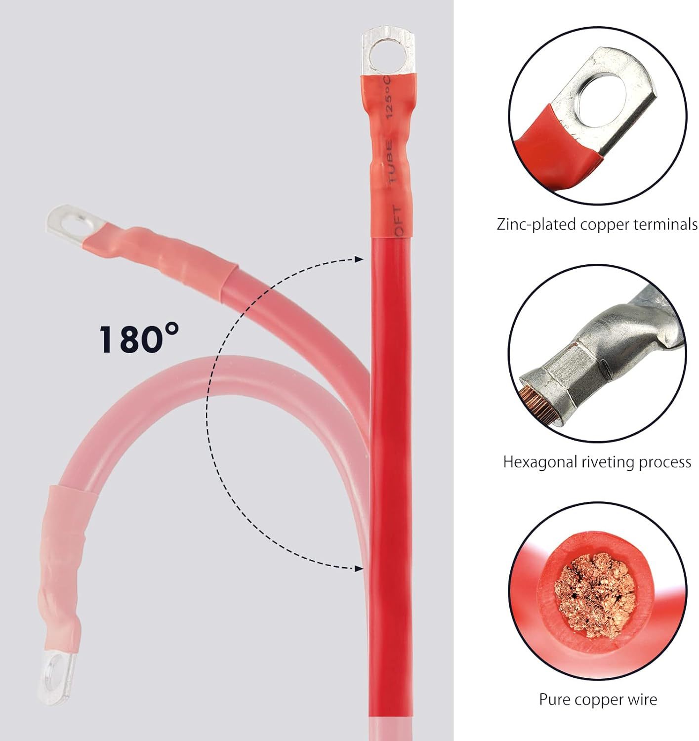 2Awg with Terminal Convex Ear Pure Copper Grounding Wire and Live Wire Custom Solar Battery Connection Wire Battery Wire