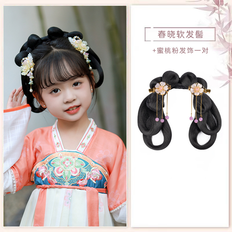 춘샤오 소프트 번 + 피치 핑크 헤어 액세서리 한 쌍