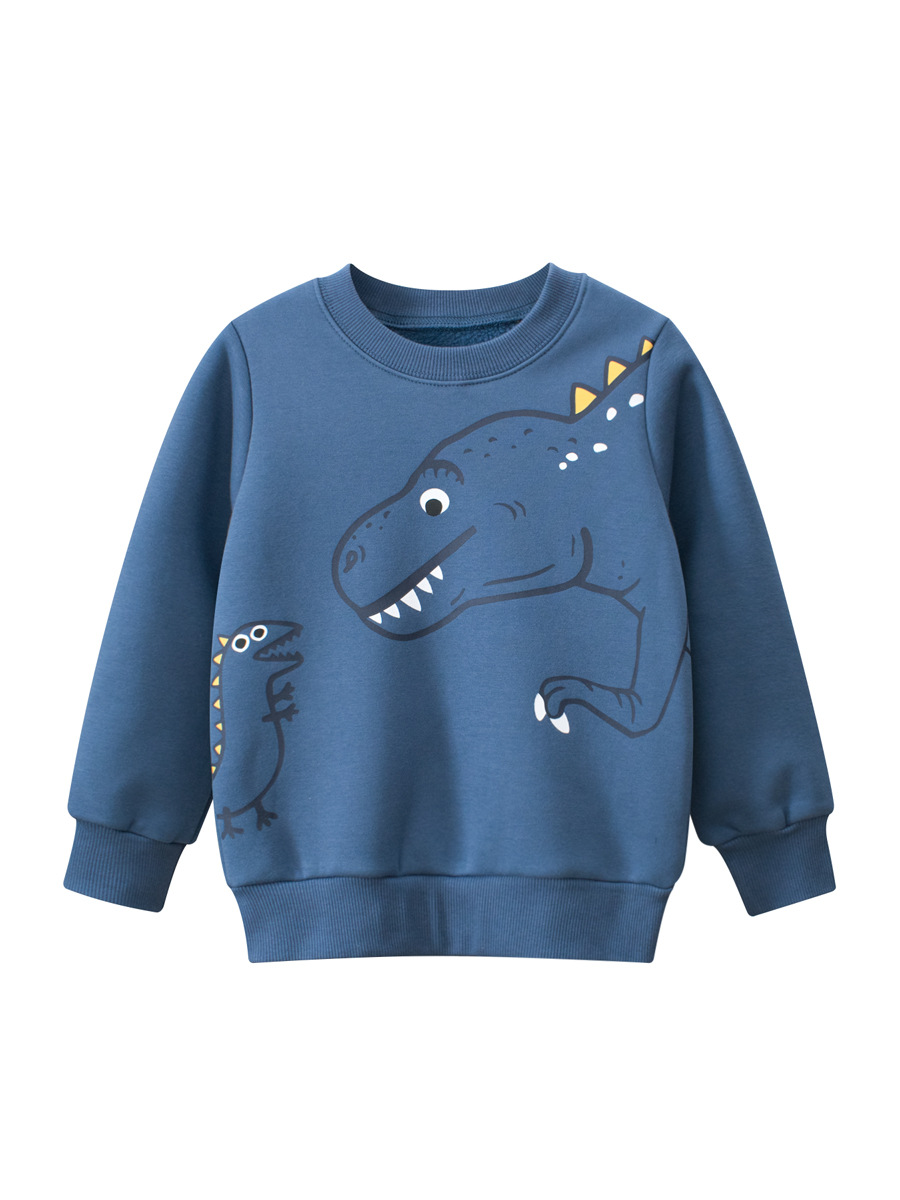 27 niños estilo coreano ropa para niños transfronteriza suministro en vivo suéter de los niños suéter forrado de lana Jersey cuello redondo ropa de bebé dinosaurio niños
