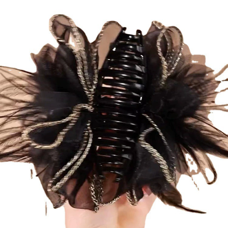 Peony Flower Hair Clip (Crab Pin) — Large Decorative Hair Grip, Black or Coffee, High-Quality