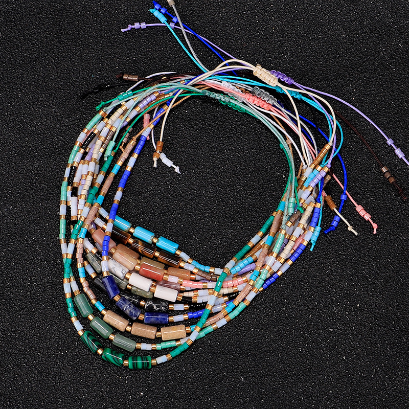 Daily Occasion Seed Bead Material Simple Style Round Stone Seed Bead Wholesale Bracelets