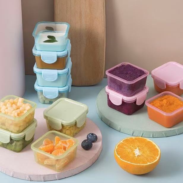 Baby Food Supplement Box Food-Grade Sealed Fresh-Keeping Sample Box with Lid Thickeneded Portable Mini Out-And-Out Fruit Box