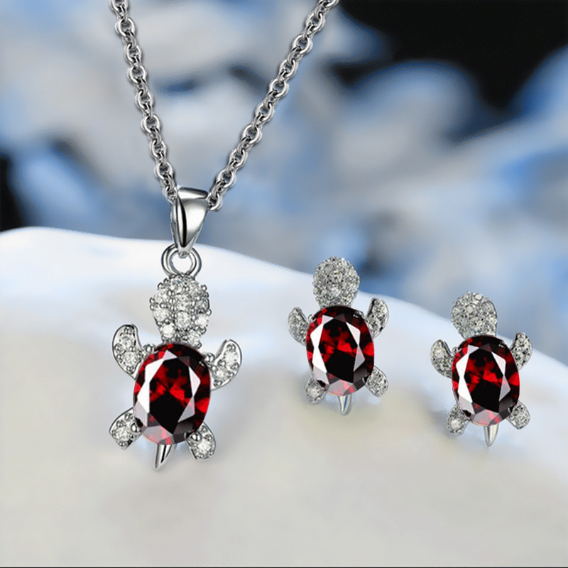 Yunjin europeo y americano Venta caliente moda nicho diseño tortuga pendientes collar traje animal femenino serie joyería al por mayor