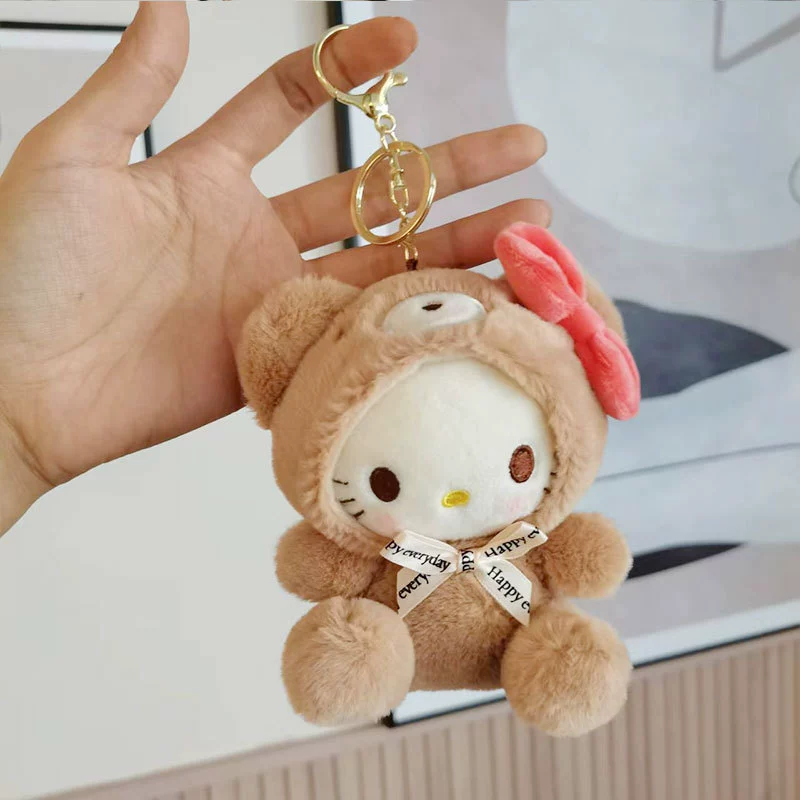 Плюшевый брелок (Sanrio) японская «cross-dressing» серия, ≈12 см, шариковая цепочка / серебряное или золотое кольцо