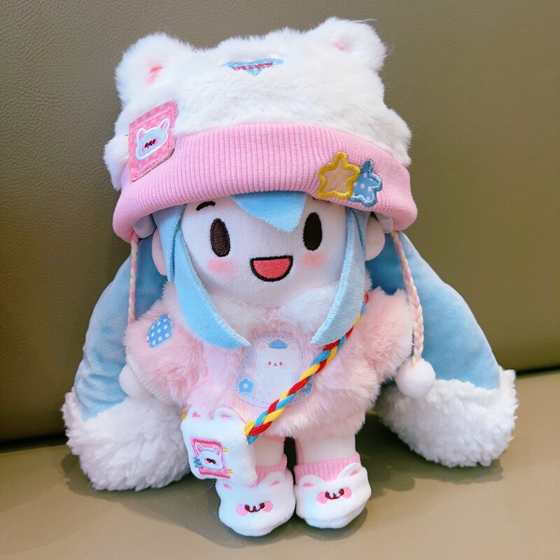 Interchangeable 20cm Snowy Cute Cotton Doll Plush Toy Fufu Pink Meow Meow Set