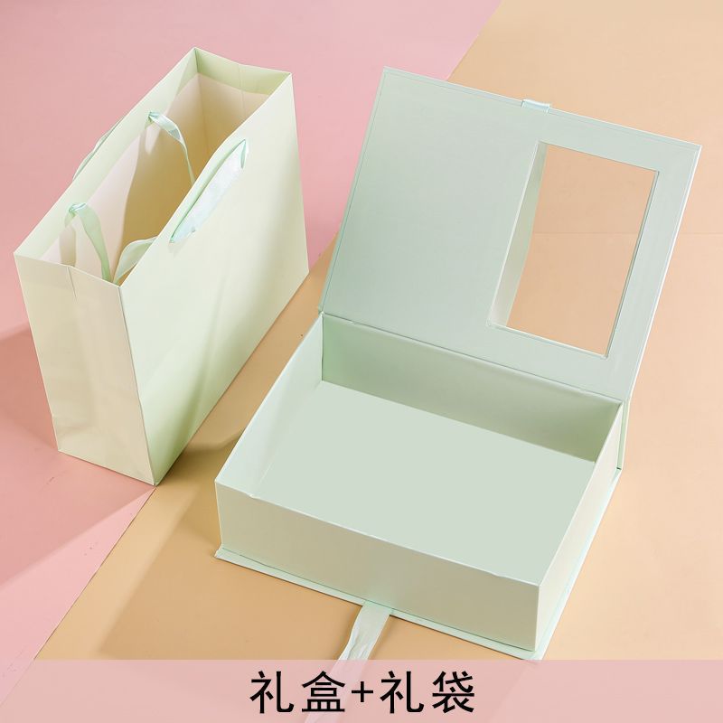 반투명 창 선물 상자 - 녹색, 사양 없음