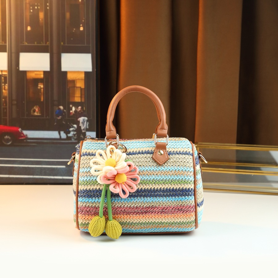 Women's Style Trendy Handbag Summer Fashion Canvas Patchwork Bucket Crossbody Bag For Casual Commuting_voghion.com