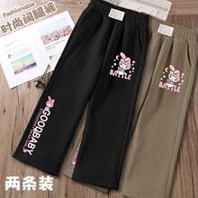 女童阔腿裤裤子春秋新款中大童洋气儿童筒裤灯芯绒休闲直筒长裤