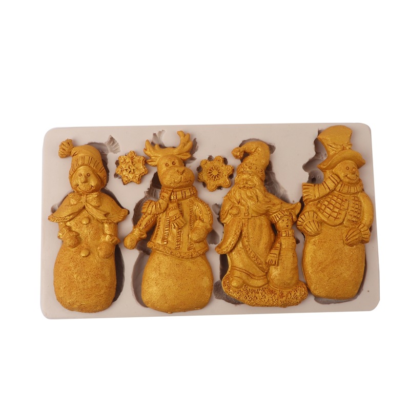 Serie de Navidad Santa Claus molde de silicona muñeco de nieve Fondant molde de pastel de chocolate molde de hornear epoxi