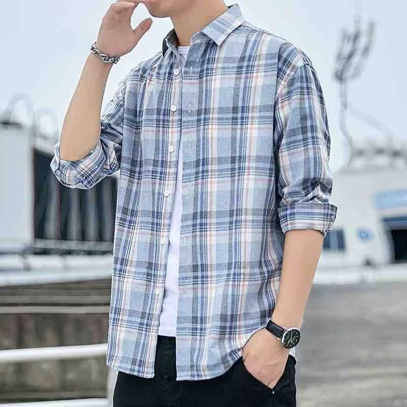 Plaid shirts for men and women, popular autumn fashion brand, loose-fitting casual collared shirts, versatile long-sleeve jackets, cheap wholesale