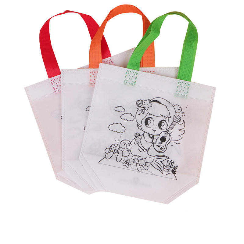 Bolsa de graffiti no tejida de doble cara traje DIY cumpleaños de los niños FIESTA DE Navidad regalo de jardín de infantes bolsa para colorear Panda image 6