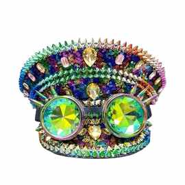 眼镜柳钉海军帽时尚大头围帽子秋冬节日派对演出鸭舌帽女高级感