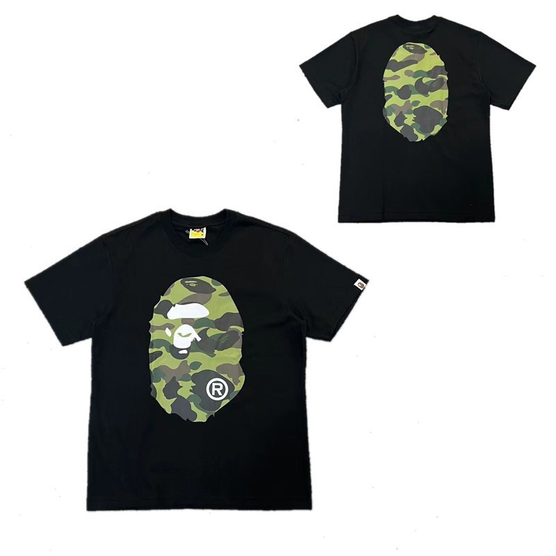 日系潮牌bape半袖寝猿迷彩猿人頭プリント夏tシャツカップルカジュアルスポーツ半袖ショートT|undefined
