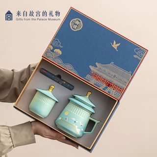 定制文创故宫茶水分离泡茶杯陶瓷杯带盖个人办公杯企业周年庆礼品
