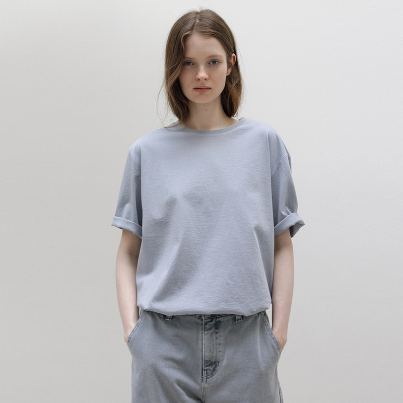 In Stock Moia Short-Sleeved T-Shirt for Women, New Summer Style, Solid Color, Loose Fit, Casual, Versatile, Round Neck, High-End Feel Top
