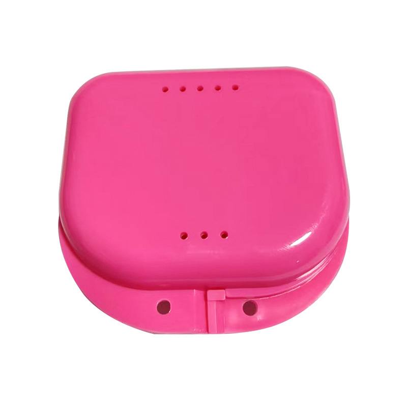 Caja de almacenamiento portátil para aparatos dentales invisibles de plástico, caja para guardar retenedores con orificios, venta al por mayor.