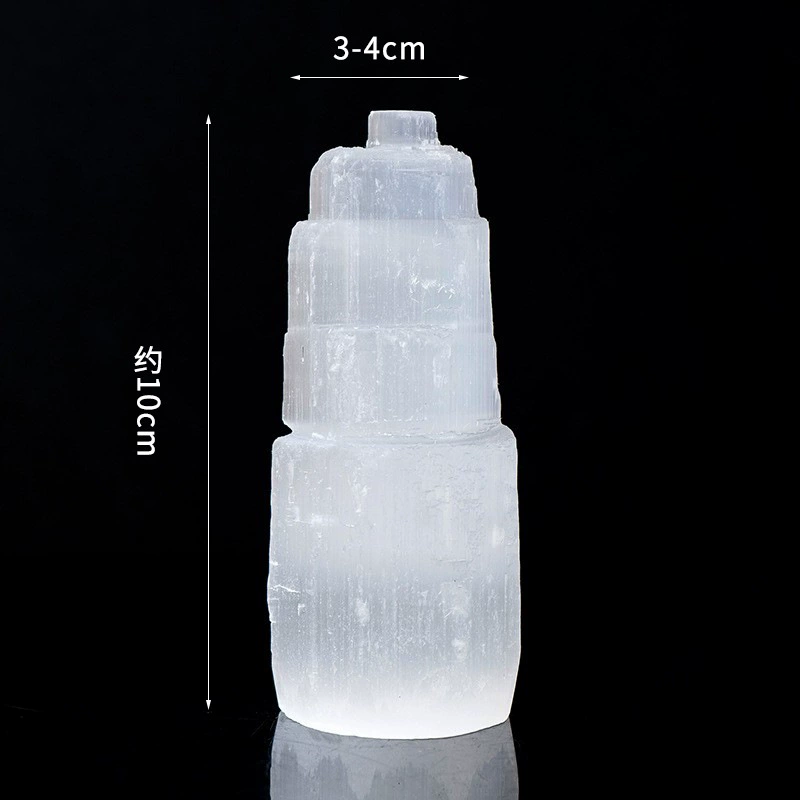 Gypsum tower night lamp, Moroccan translucent crystal ornament, LED base options, 6–20 cm