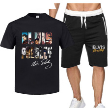 男T恤套装短裤 摇滚经典Elvis Presley猫王纪念衫 埃尔维斯·普雷