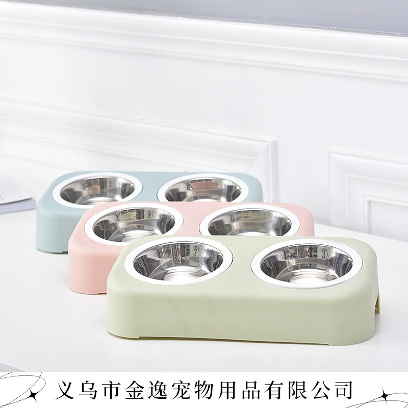 Оптовая продажа противоскользящая из нержавеющей стали для домашних животных двойная миска для собак миска для собак миска для кошек миска для домашних животных