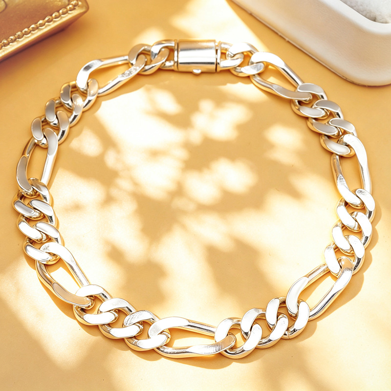 925 sterling silver Cuban chain bracelet for women, European and American light luxury, simple and versatile, men's ins hand accessory, high-end hip-hop jewelry