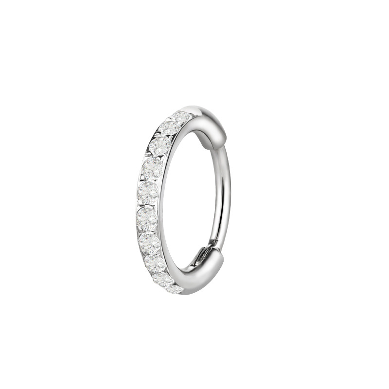 Zesen F136 Titanium Alloy One-Piece Diamond Earrings Carved with Zircon G23 Titanium Round Wire Earrings detail image 15