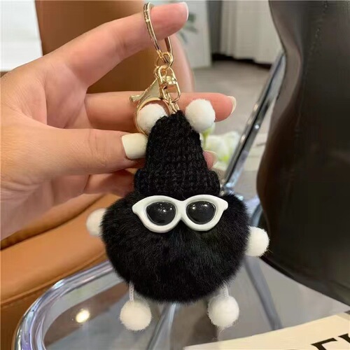 Factory wholesale imitation rex rabbit fur small briquettes keychain bag cute doll pendant cartoon plush doll pendant