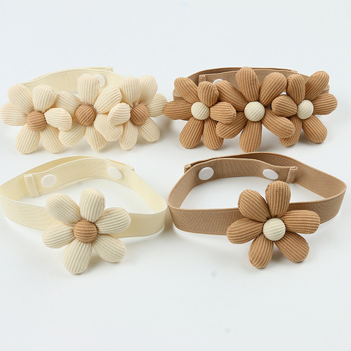 Large 8cm Cotton Linen Flower Curtain Ties No-Punch Elastic Curtain Hooks Curtain Accessories