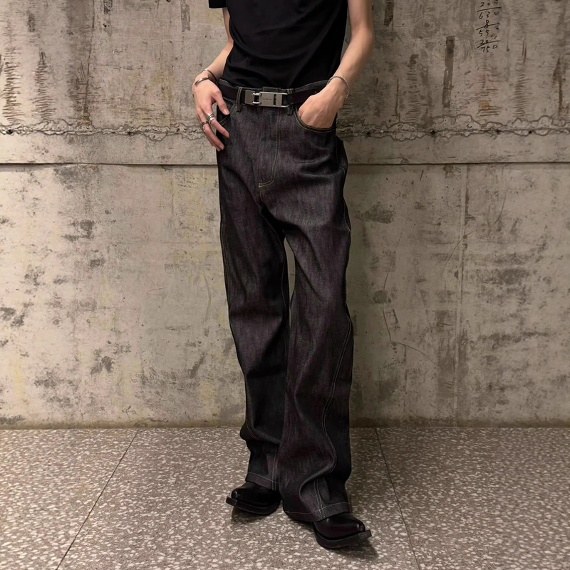 Raw Denim 13-Ounce Versatile Flared Jeans, Commute Essential, Embroidered Leather Patch, Cleanfit Pants for Men and Women Raw Denim 13-Ounce Versatile Flared Jeans, Commute Essential, Embroidered Leather Patch, Cleanfit Pants for Men and Women