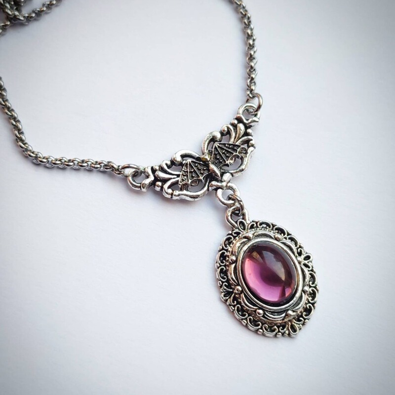 Cross Border Trade Amazon Victoria Gothic Vampire Bat and Purple Crystal Pendant Necklace Cross Border Trade Amazon Victoria Gothic Vampire Bat and Purple Crystal Pendant Necklace