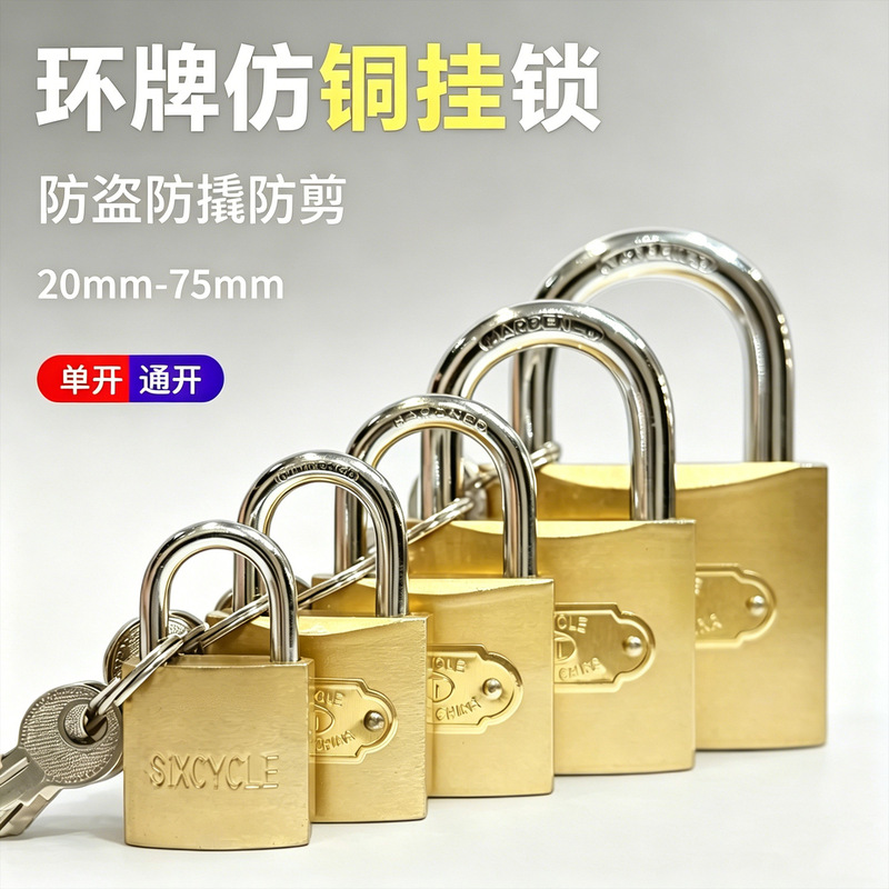 Ring brand manufacturers wholesale iron lock Pujiang padlock iron padlock lock imitation copper padlock home student dormitory lock