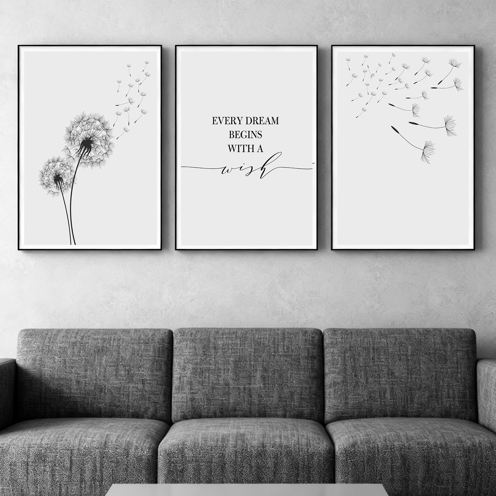 外贸爆款北欧简约唯美植物蒲公英走廊过道书房客房喷绘装饰画芯