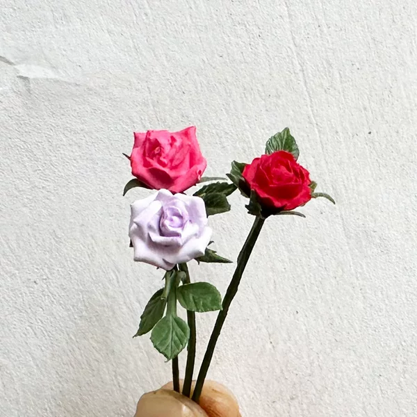 Simulation with leaf rose flower small flower doll house accessories dollhouse miniature scene ornaments mini plant