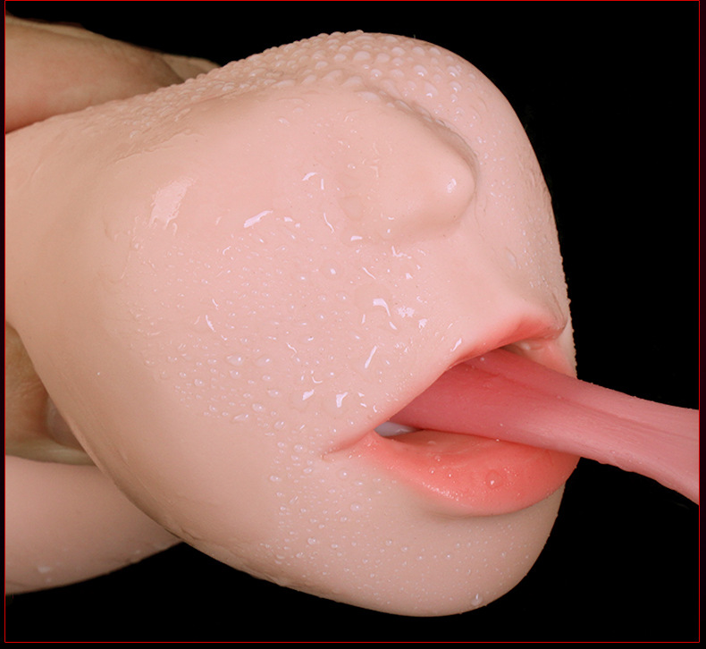 Jiuai Oral-Style Masturbator with Tongue Detail, TPE Manual Stroker for Men — detail image 13