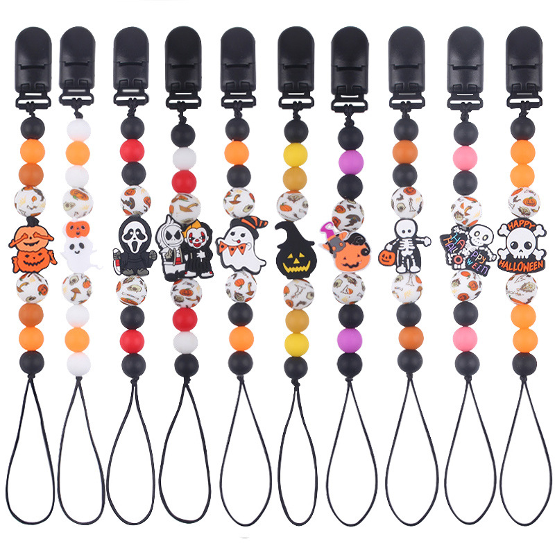 Productos para bebés de Halloween silicona calmante pezón cadena de dientes para bebés varillas de dientes de diente anti-caída nueva cadena anti-caída
