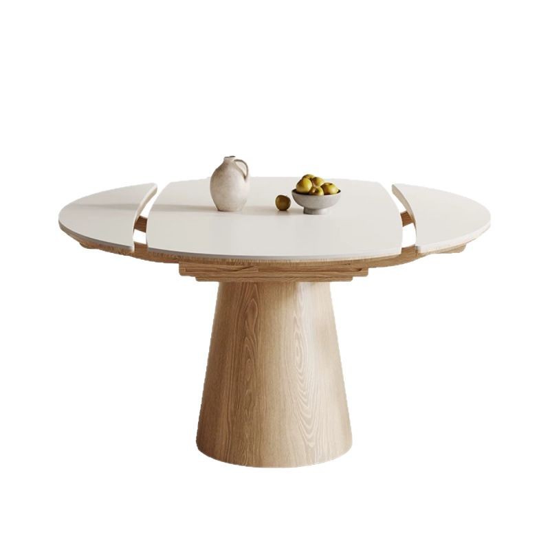 Mesa de comedor de tablero de roca de madera maciza nórdica retráctil plegable para el hogar, mesa de comedor grande y pequeña, combinación de mesa y silla de comedor de doble uso