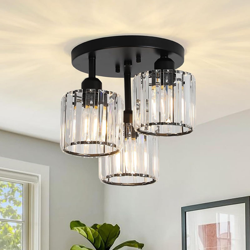 Crystal ceiling lamp modern lamp black kitchen with transparent lampshade corridor lamp suitable for porch bedroom