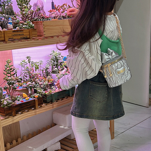 New girl bag fashion children crossbody bag with bow girl water bucket single shoulder bag baby coin purse batch
