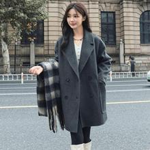 羊毛双面大衣轻奢百搭宽松中长款气质都市女性毛呢外套一件起批
