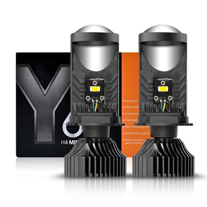 新款Y6D Y8 Y7D H4透镜汽车摩托车通用LED大灯鱼眼灯远近光12-24V