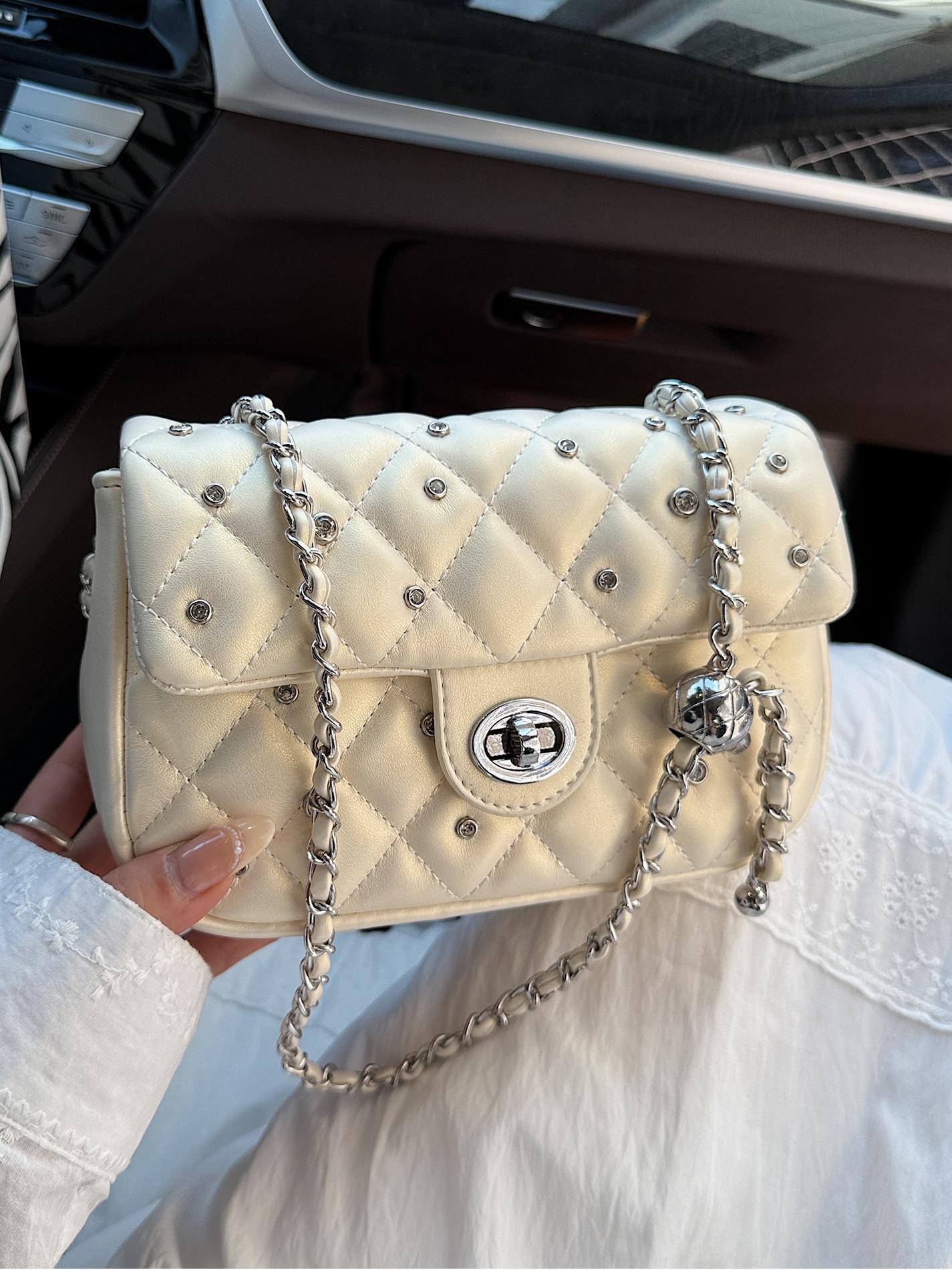 Bolso cuadrado pequeño de cadena de rombos de fragancia transfronteriza para mujer 2025 nuevo bolso de hombro de estilo occidental de todo fósforo bolso de mensajero de moda de moda