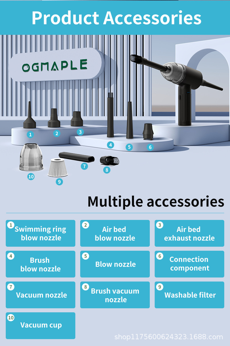 Rechargeable Car Vacuum Cleaner, Handheld, Small Size, Strong Suction, Dual-Use for Car and Home, Exclusively for Cross-Border Sales
