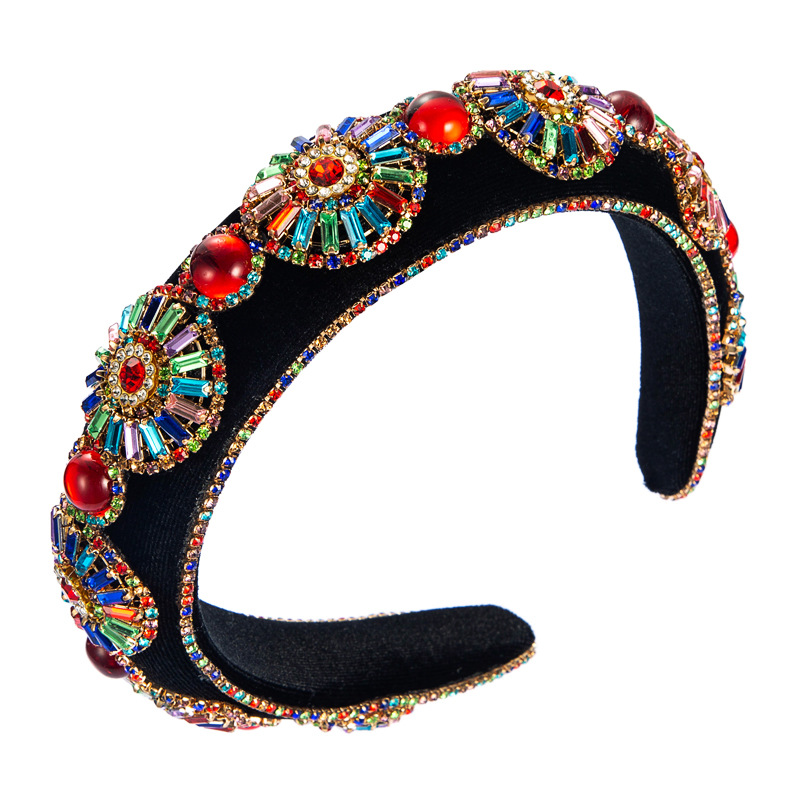 New Baroque Style Fashion Rhinestone Flower Flannel Headband display picture 9