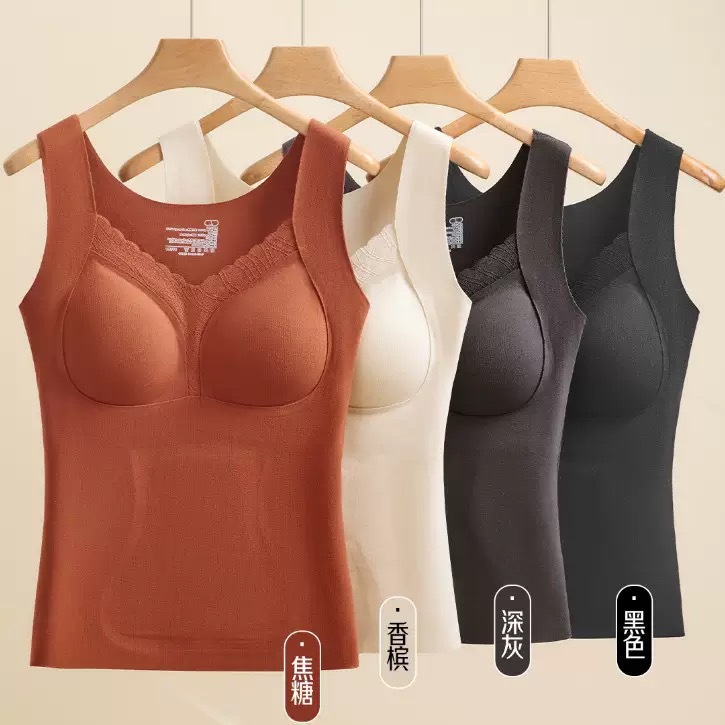 Ropa interior cálida para mujeres, chaleco cálido para mujeres, protector abdominal, taza fija de temperamento delgado y camelón para usar en el exterior