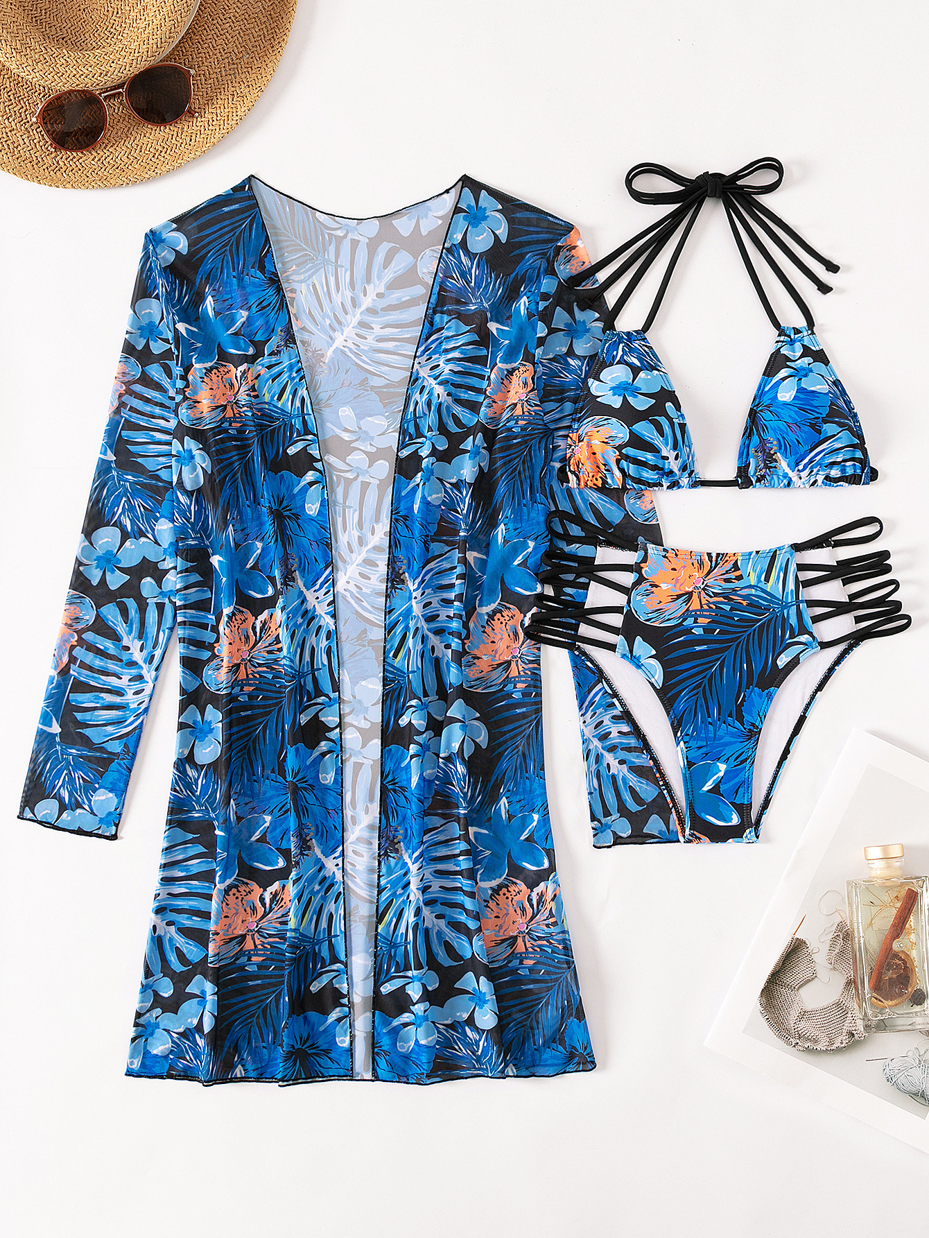 Women's Elegant Lady Printing 3 Pieces Set Bikinis Swimwear display picture 3