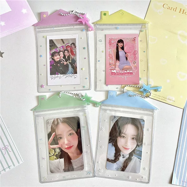 Original PVC Cute Small House Card Set Campus Meal Card Photoclap Star-chasing Album Small Card Storage Pendant Card Set