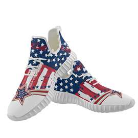 黑底潮流男士星条旗帜运动休闲跑步椰子男鞋女鞋椰子鞋一件代发