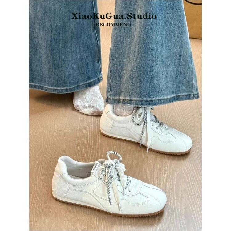 Soft Leather Version~ Thick-Soled Height-Increasing German Training Shoes 2026 Spring New Model Women's Casual Shoes Comfortable White Sneakers Soft Leather Version~ Thick-Soled Height-Increasing German Training Shoes 2026 Spring New Model Women's Casual Shoes Comfortable White Sneakers